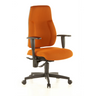 Profi-Bürostuhl LADY SITNESS C K2 mit orangefarbenem Stoffbezug, schwarzen Armlehnen und Rollkreuz von Topstar