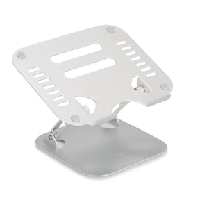 Silberne Laptopunterlage LAPTOP STAND mit Belüftungsschlitzen und verstellbarem Gestell von hjh OFFICE