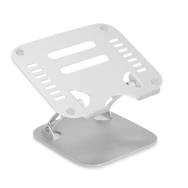 Silberne Laptopunterlage LAPTOP STAND mit Belüftungsschlitzen und verstellbarem Gestell von hjh OFFICE
