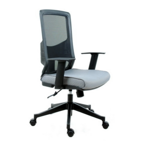 Profi-Bürostuhl LAVITA in Schwarz und Grau mit Netzrückenlehne und Armlehnen von hjh OFFICE