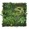 Grüne Pflanzenmatte LEAFLUXE 3D mit verschiedenen künstlichen Farnen und Blättern von hjh LIVING