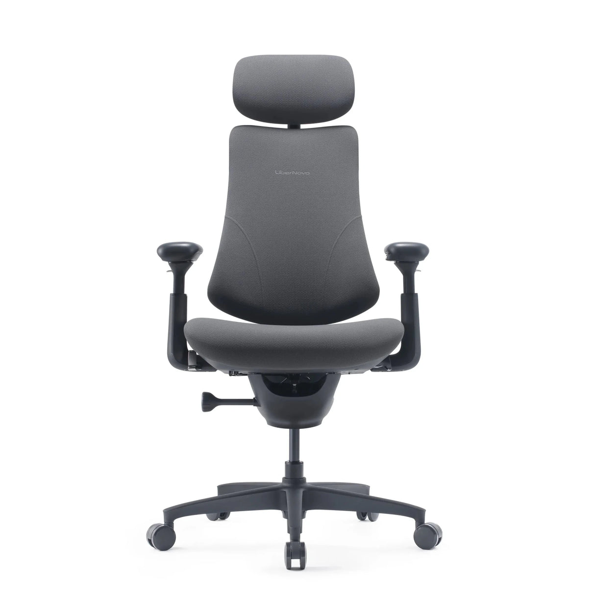 High-End-Bürostuhl LiberNovo Omni Gen in Dunkelgrau mit Kopfstütze und Armlehnen von Libernovo