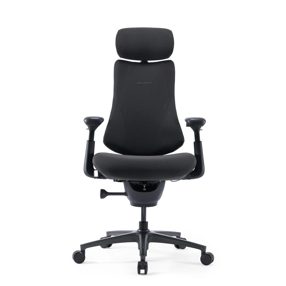 High-End-Bürostuhl LiberNovo Omni Pro in Dunkelgrau mit Kopfstütze und verstellbaren Armlehnen von Libernovo