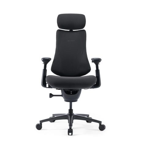 High-End-Bürostuhl LiberNovo Omni Pro in Dunkelgrau mit Kopfstütze und verstellbaren Armlehnen von Libernovo