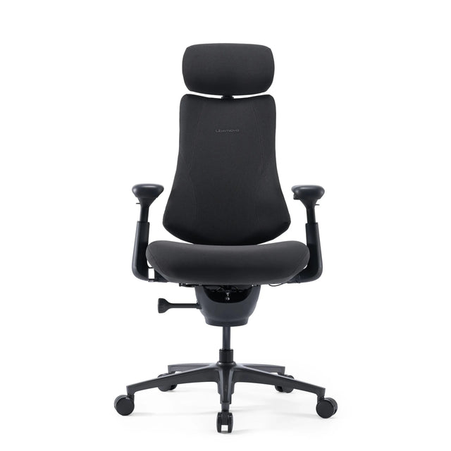 High-End-Bürostuhl LiberNovo Omni Pro in Dunkelgrau mit Kopfstütze und verstellbaren Armlehnen von Libernovo