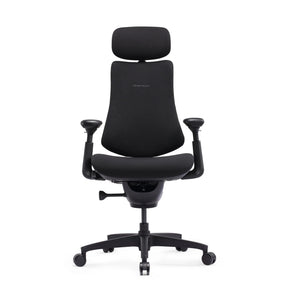 Schwarzer High-End-Bürostuhl LiberNovo Omni SE mit Kopfstütze und verstellbaren Armlehnen von Libernovo