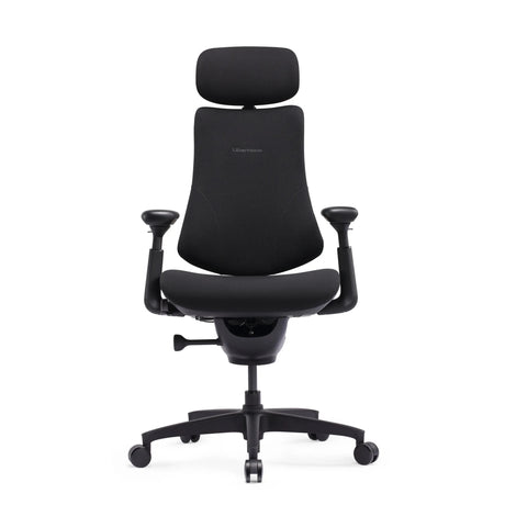 Schwarzer High-End-Bürostuhl LiberNovo Omni SE mit Kopfstütze und verstellbaren Armlehnen von Libernovo
