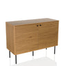 Sideboard LINNO S in Eiche-Optik mit geriffelten Fronten und schwarzen Metallfüßen von hjh LIVING
