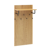 Wandgarderobe LINNO SPACE in Eiche-Optik mit schwarzer Ablage und sechs Haken von hjh LIVING