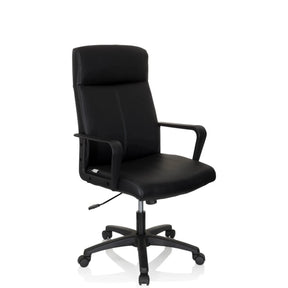 Schwarzer Profi-Chefsessel LISSO mit Kunstlederbezug und Armlehnen von hjh OFFICE