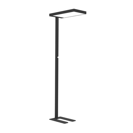 Schwarze Stehlampe LUMANOVA mit flachem Standfuß und L-förmigem LED-Leuchtenkopf von hjh OFFICE