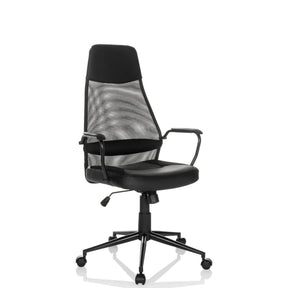 Schwarzer Homeoffice-Chefsessel MARCOZ mit Netzrückenlehne und Armlehnen von MyBuero