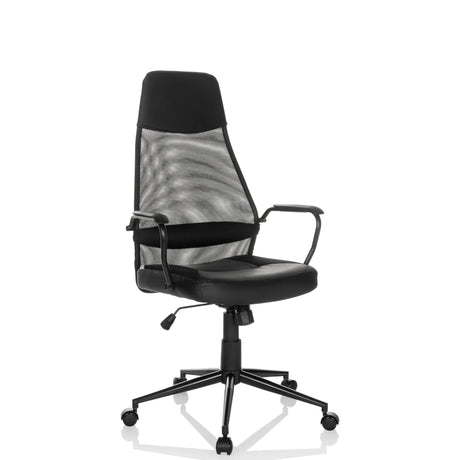 Schwarzer Homeoffice-Chefsessel MARCOZ mit Netzrückenlehne und Armlehnen von MyBuero