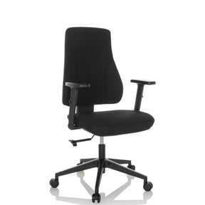Schwarzer Profi-Bürostuhl MATHES mit Armlehnen und fünf Rollen von hjh OFFICE