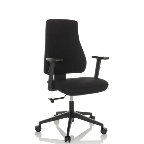 Schwarzer Profi-Bürostuhl MATHES mit Armlehnen und fünf Rollen von hjh OFFICE