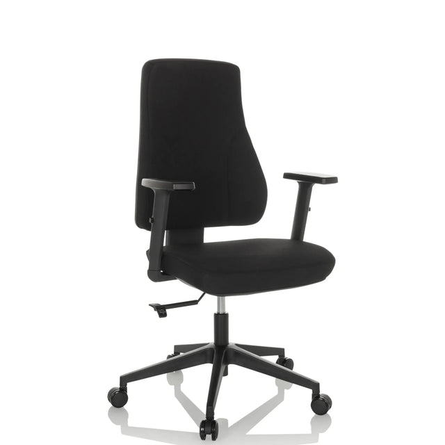 Schwarzer Profi-Bürostuhl MATHES mit Armlehnen und fünf Rollen von hjh OFFICE
