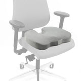 Graues Sitzkissen MEDISIT VIII mit ergonomischer Form auf einem Bürostuhl von hjh OFFICE