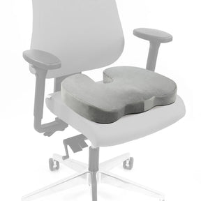 Graues Sitzkissen MEDISIT VIII mit ergonomischer Form auf einem Bürostuhl von hjh OFFICE
