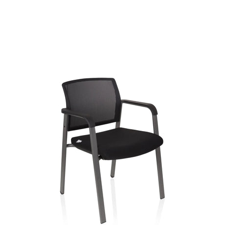 Schwarzer Vierfußstuhl MEET mit Netzrückenlehne und Armlehnen von hjh OFFICE