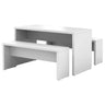 Weißer Konferenztisch MEETING MPSET1 mit zwei passenden Bänken in schlichtem Design von hjh OFFICE PRO