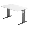 Höhenverstellbarer Schreibtisch MEGA 12 G mit weißer Tischplatte und graphitfarbenem Gestell von hjh OFFICE PRO