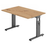 Höhenverstellbarer Schreibtisch MEGA 12 G in Asteiche mit graphitfarbenem Gestell von hjh OFFICE PRO