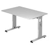 Höhenverstellbarer Schreibtisch MEGA 12 S in Grau und Silber mit rechteckiger Tischplatte von hjh OFFICE PRO