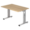 Höhenverstellbarer Schreibtisch MEGA 12 S in Eiche-Optik mit silbernem Gestell von hjh OFFICE PRO
