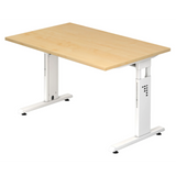 Höhenverstellbarer Schreibtisch MEGA 12 W in Ahorn und Weiß mit T-Fuß-Gestell von hjh OFFICE PRO