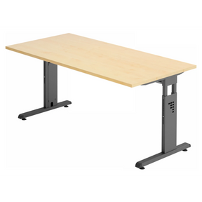 Höhenverstellbarer Schreibtisch MEGA 16 G in Ahorn und Graphit mit T-Fuß-Gestell von hjh OFFICE PRO