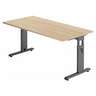 Höhenverstellbarer Schreibtisch MEGA 16 G mit Eichenholzplatte und graphitfarbenem Gestell von hjh OFFICE PRO