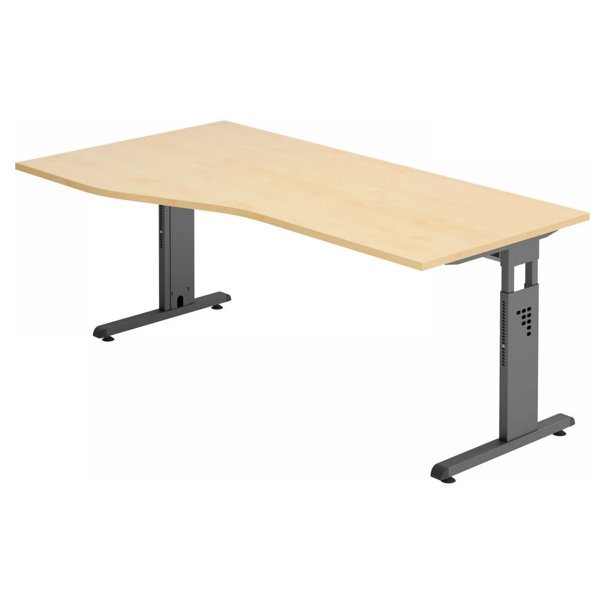 Höhenverstellbarer Schreibtisch MEGA 18 G mit Ahornholz-Platte und graphitfarbenem Gestell von hjh OFFICE PRO