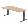 Höhenverstellbarer Schreibtisch MEGA 18 G in Eiche-Optik mit graphitgrauem Gestell von hjh OFFICE PRO