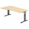 Höhenverstellbarer Schreibtisch MEGA 18 G mit Ahornholz-Platte und graphitfarbenem Gestell von hjh OFFICE PRO