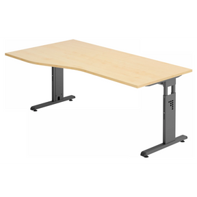 Höhenverstellbarer Schreibtisch MEGA 18 G mit Ahornholz-Platte und graphitfarbenem Gestell von hjh OFFICE PRO