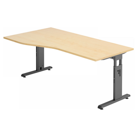 Höhenverstellbarer Schreibtisch MEGA 18 G mit Ahornholz-Platte und graphitfarbenem Gestell von hjh OFFICE PRO