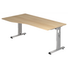 Höhenverstellbarer Schreibtisch MEGA 18 S in Eiche-Optik mit silbernem Gestell von hjh OFFICE PRO