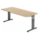 Höhenverstellbarer Schreibtisch MEGA 19 G in Eiche-Optik mit graphitfarbenem Gestell von hjh OFFICE PRO