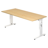 Höhenverstellbarer Schreibtisch MEGA 19 W mit Tischplatte in Ahorn und weißem Gestell von hjh OFFICE PRO