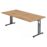 Höhenverstellbarer Schreibtisch MEGA 2E G in Asteiche mit graphitfarbenem Gestell von hjh OFFICE PRO