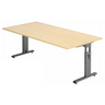 Höhenverstellbarer Schreibtisch MEGA 2E G mit Ahornholz-Platte und graphitgrauem Gestell von hjh OFFICE PRO