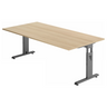 Höhenverstellbarer Schreibtisch MEGA 2E G in Eiche mit graphitfarbenem Gestell von hjh OFFICE PRO