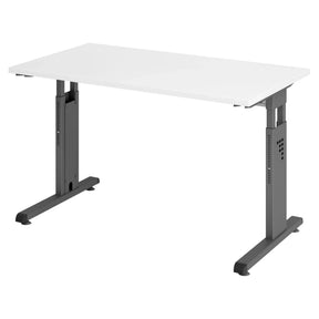 Höhenverstellbarer Schreibtisch MEGA 612 G mit weißer Tischplatte und graphitfarbenem Gestell von hjh OFFICE PRO