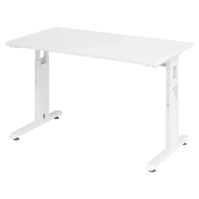 Höhenverstellbarer Schreibtisch MEGA 612 W in weißer Farbe mit rechteckiger Platte von hjh OFFICE PRO