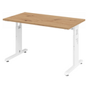 Höhenverstellbarer Schreibtisch MEGA 612 W in Asteiche und Weiß mit T-Fußgestell von hjh OFFICE PRO