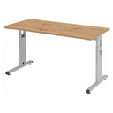 Höhenverstellbarer Schreibtisch MEGA 614 S in Asteiche mit silbernem Gestell von hjh OFFICE PRO