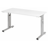 Höhenverstellbarer Schreibtisch MEGA 614 S mit weißer Tischplatte und silbernem Gestell von hjh OFFICE PRO