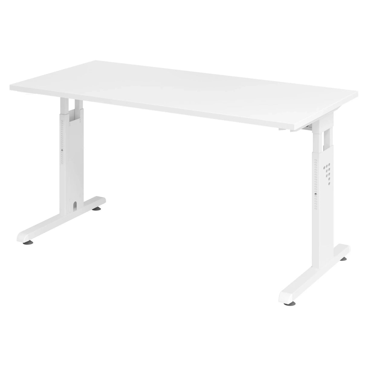 Höhenverstellbarer Schreibtisch MEGA 614 W in weißer Farbe mit rechteckiger Tischplatte von hjh OFFICE PRO