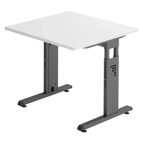 Höhenverstellbarer Schreibtisch MEGA 8 G mit weißer Platte und graphitfarbenem Untergestell von hjh OFFICE PRO