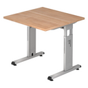 Höhenverstellbarer Schreibtisch MEGA 8 S mit nussbaumfarbener Platte und silbernem Gestell von hjh OFFICE PRO